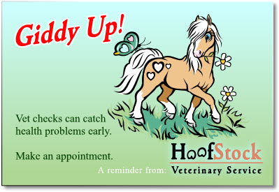 Example of a custom post card design horse logo postcard Focusing your words to sell