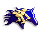 Keys and horse head graphic