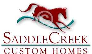 Saddle Creek Custom Homes Logo design with horse graphic Saddle Creek Custom Homes