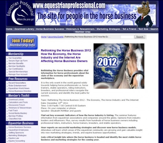 ad for Rethinking the Horse Business 2012